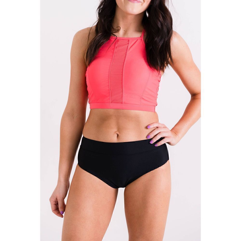 Pink Cove Two-Piece Midkini Hot Pink Black Swimsuit Small